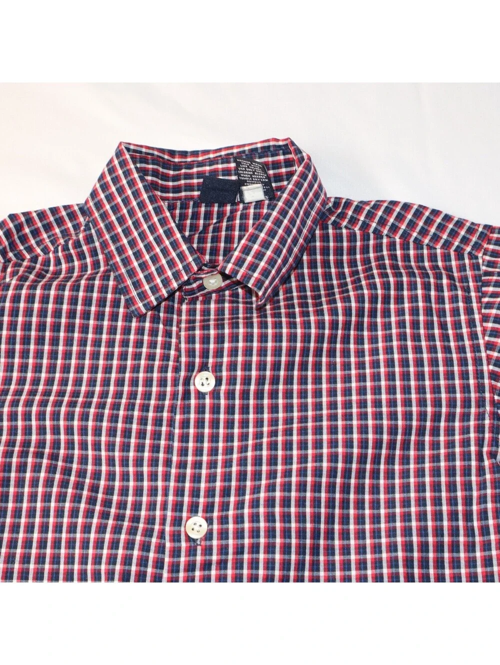 Nautica Boys Button Up Plaid Shirt Size 6 Red Blue